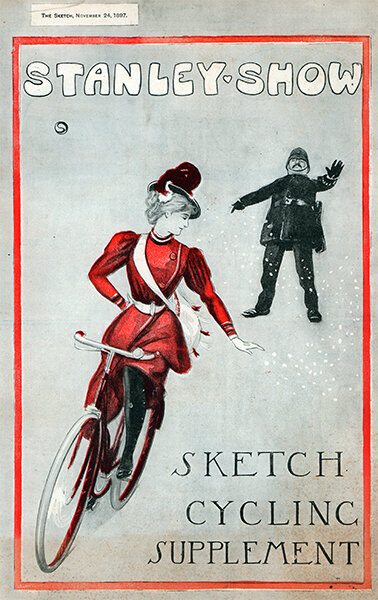 Обложка ноябрьского номера  английского журнала «The Sketch» за 1896 год - из коллекции Веломузея Андрея Мятиева. 