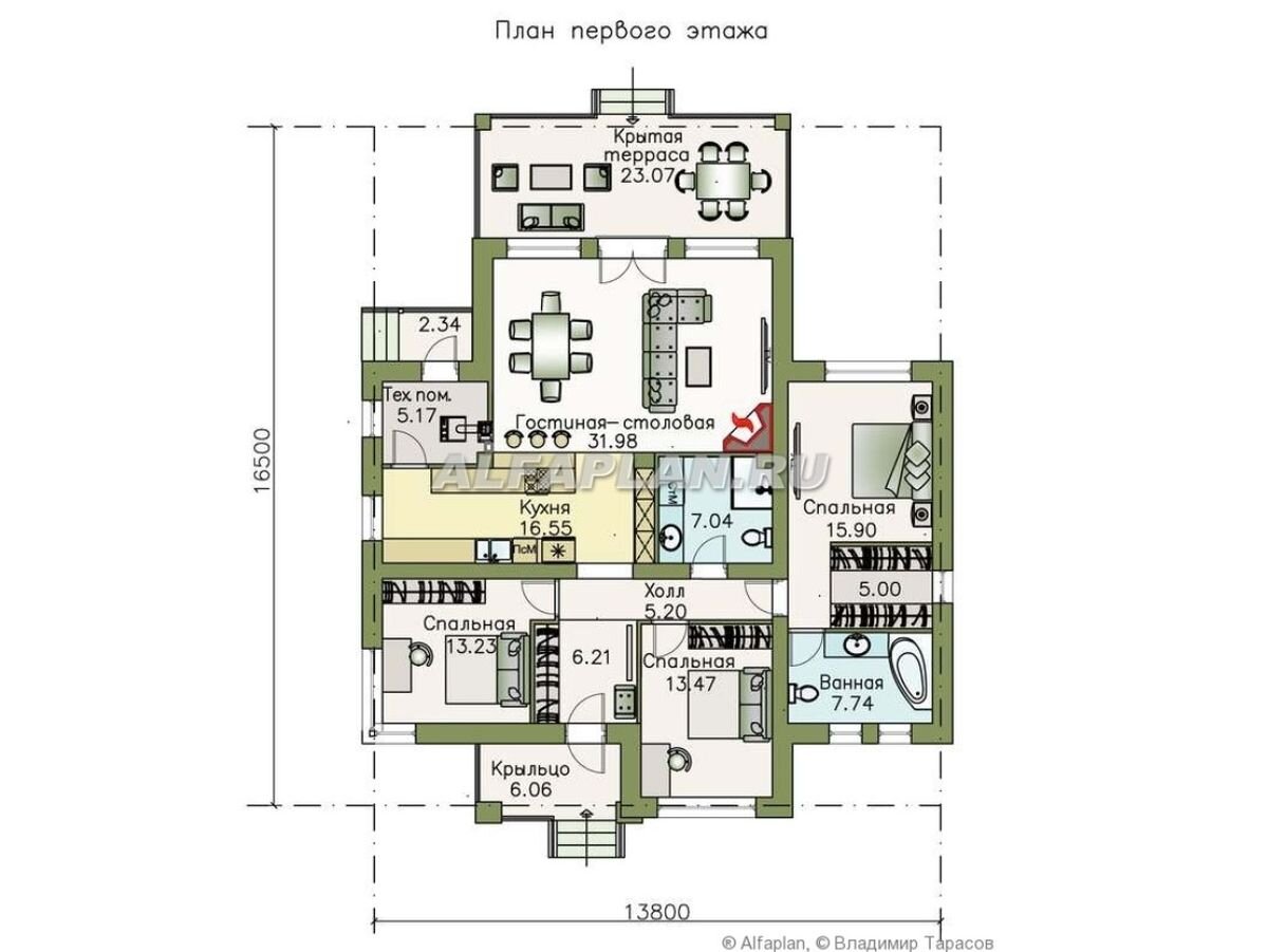 Планировка одноэтажного дома по проекту "Витамин" 336А