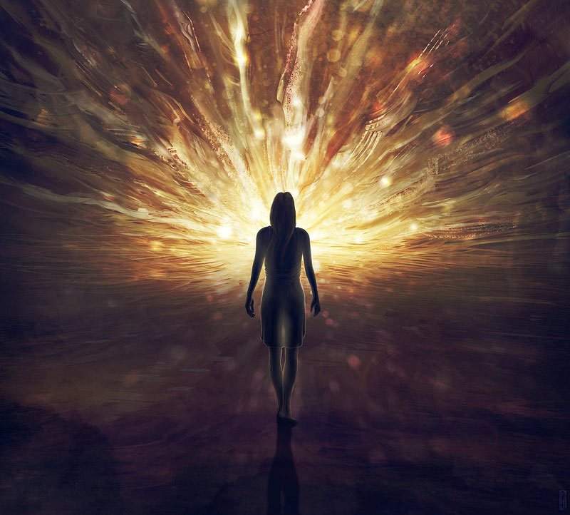 Свет рождает свет. Человек свет. Душа человека. Женщина в потоке энергии. Свет из человека.
