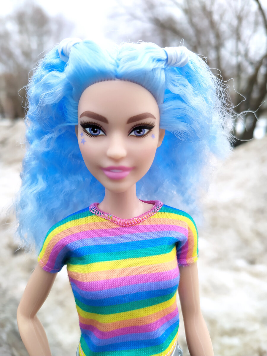 Barbie Fashionistas Doll 170, Rainbow Striped Top & Black Skirt ...