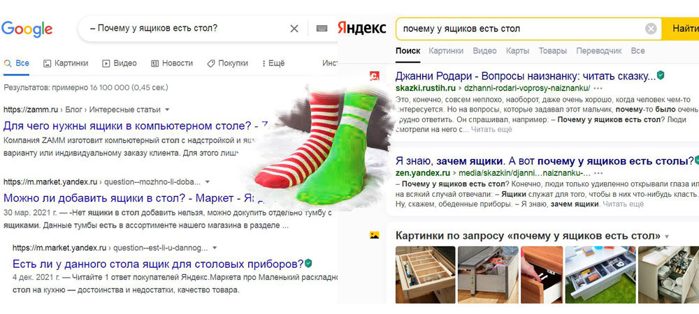 Скриншоты из поисковиков. Носки просто для красоты.