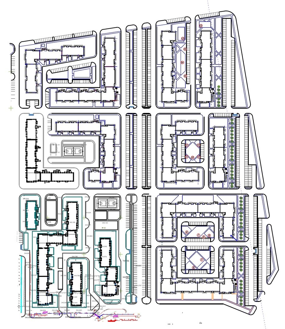 Генплан 10-12 очередей, которые возведены и возводятся с газобетонными стенами