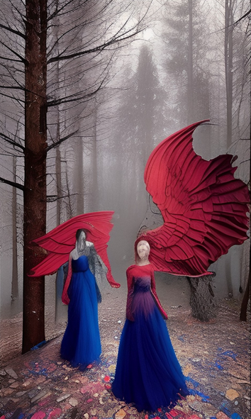 На данной картинки от нейросети Wombo правильно угаданы цвета: героинь зовут как раз «Ред» и «Блу» :)