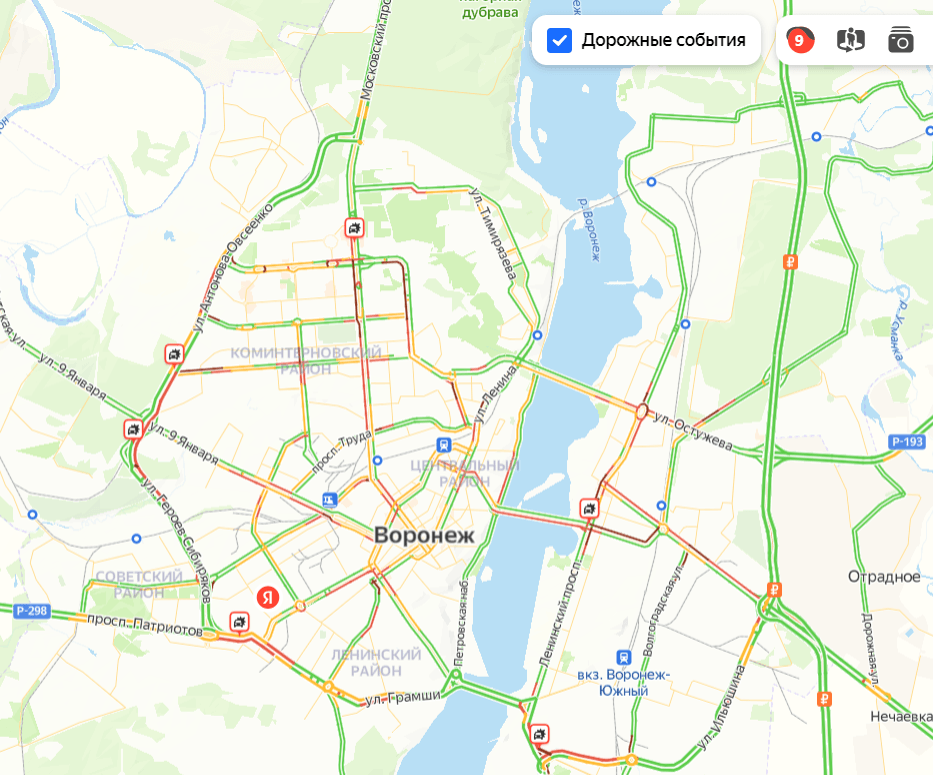    Дорожная ситуация на 8:25. Данные «Яндекс. Карт»