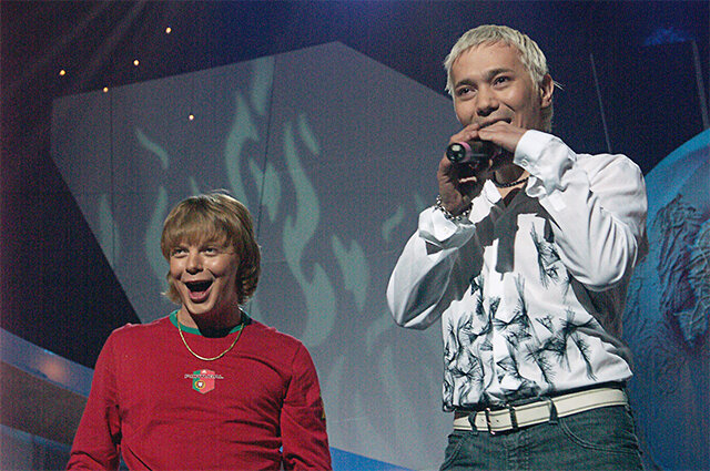    Солисты группы «Иванушки International» Андрей Григорьев-Апполонов и Олег Яковлев, 2007 год. Фото:  РИА Новости/ Дмитрий Коробейников