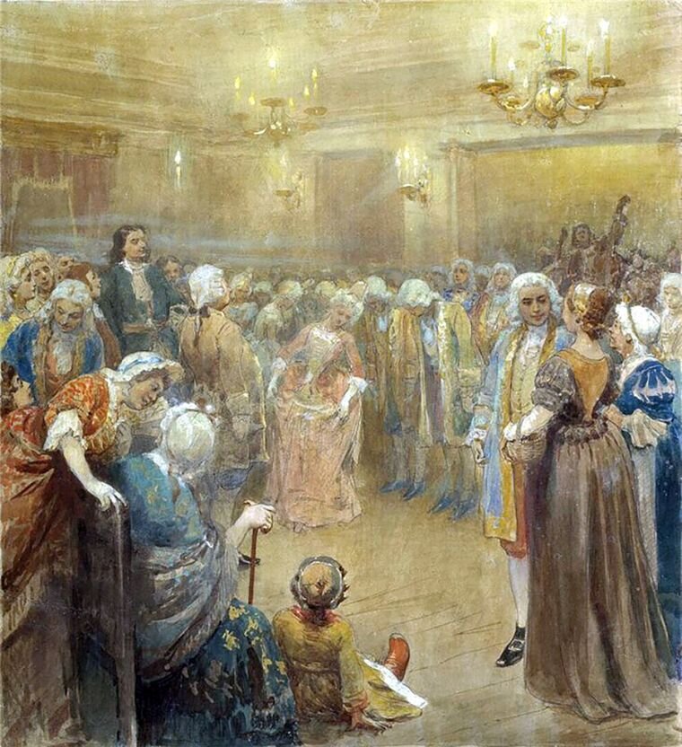 К. Лебедев «Ассамблея при дворе Петра I» 