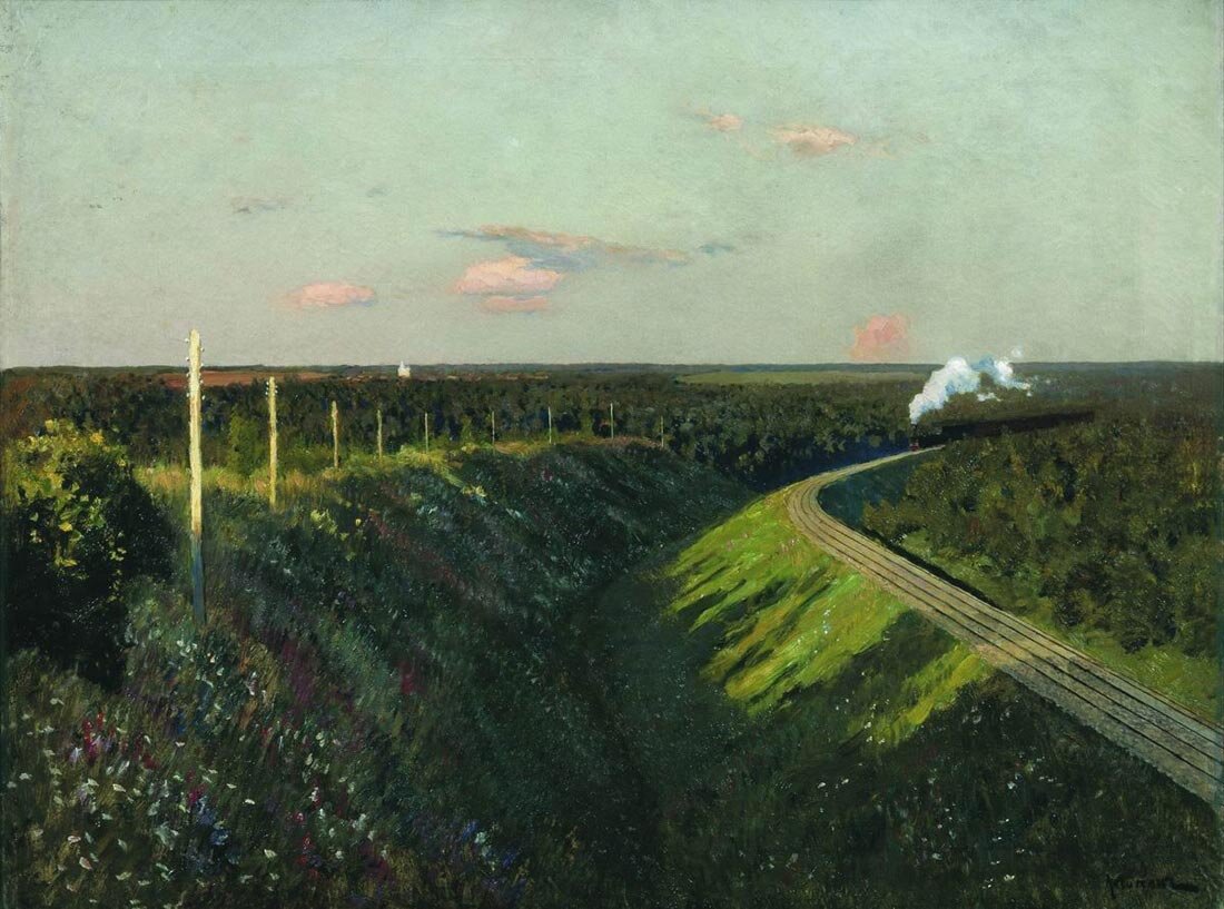/картина И. Левитана "Поезд в пути" 1890г./