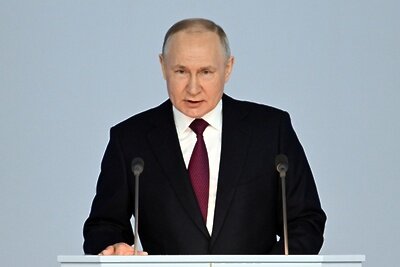    Президент РФ Владимир Путин выступает с ежегодным посланием Федеральному собранию ©Павел Бедняков РИА Новости