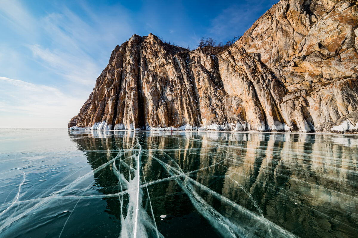 Ледяные узоры на озере Байкал