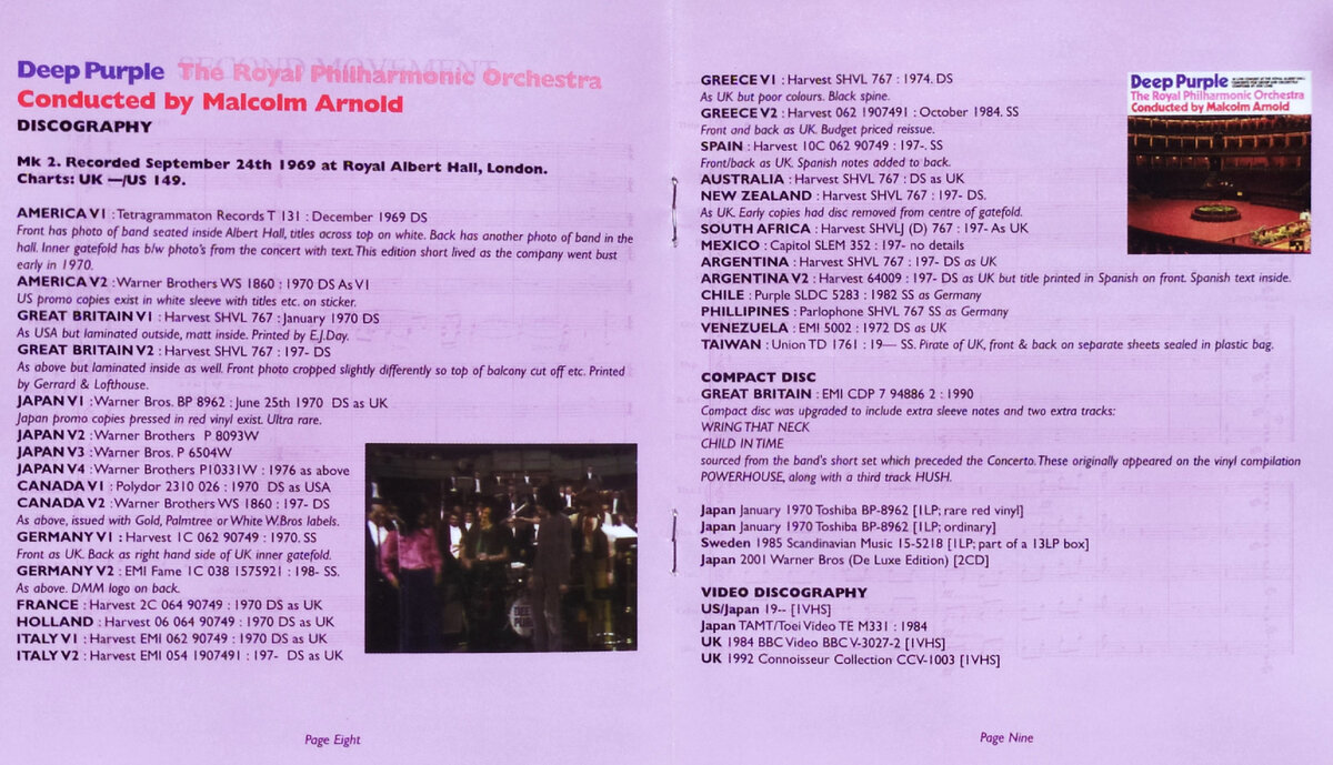 Deep Purple "Concerto for Group and Orchestra" DVD-Audio - booklet, page 8-9