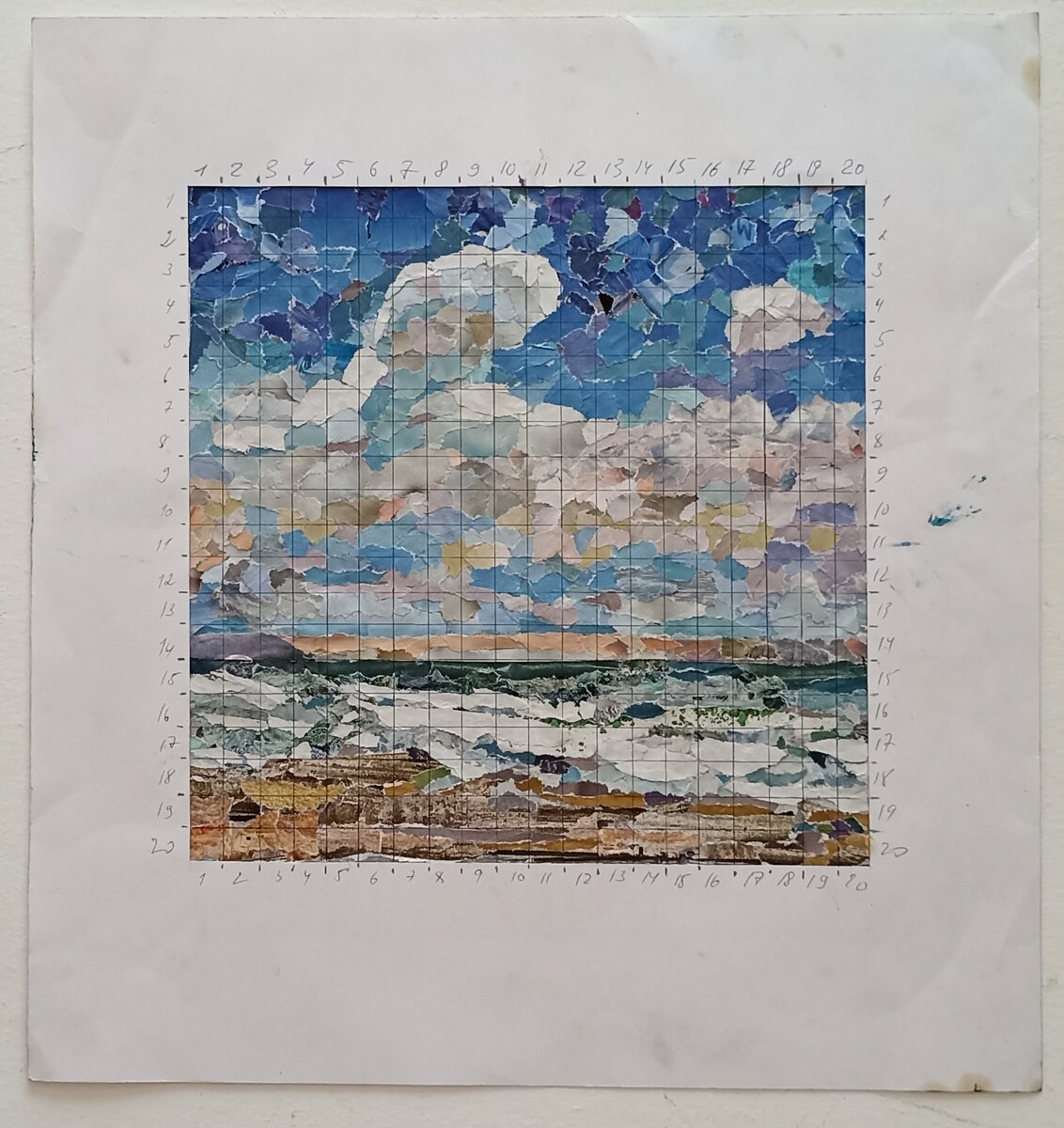 Эскиз к картине "Кап Ферре, вид на Дюн дю Пила", коллаж. Из личных архивов. 2013 г