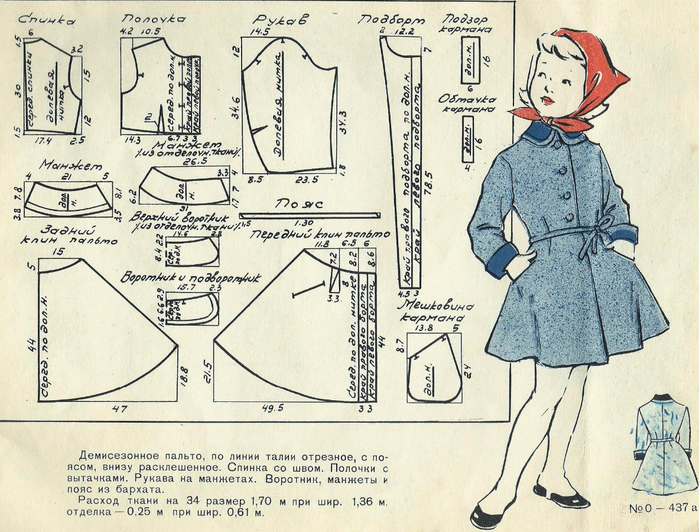 Выкройка пальто для девочек школьного возраста