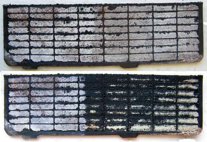 Пластины АКБ забитые кристаллами сульфата свинца 
