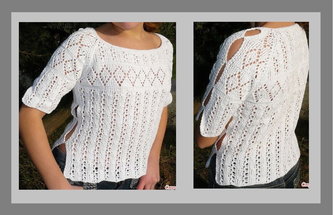  ажурный летний пуловер