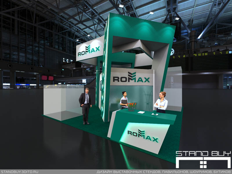Проект выставочного стенда компании Romax. Архитектор - Павел Сапов.