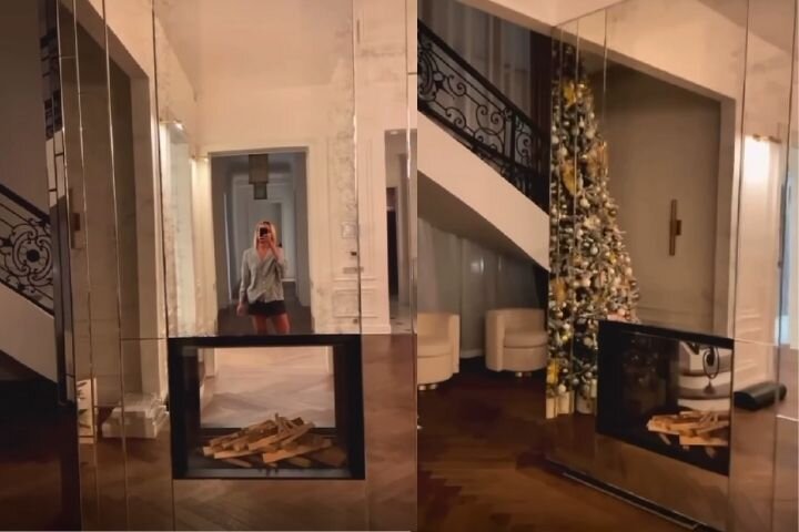 Камин с зеркальным коробом