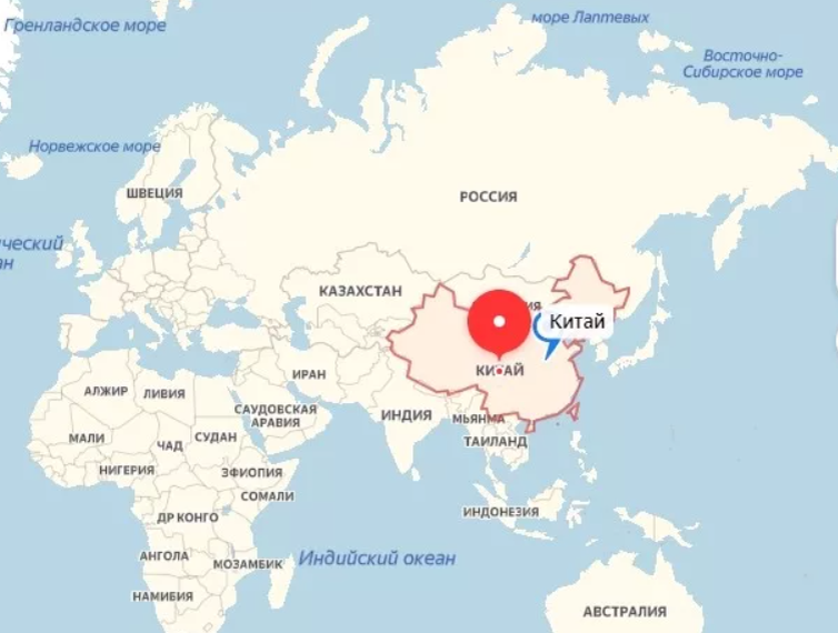 Китай на карте мира