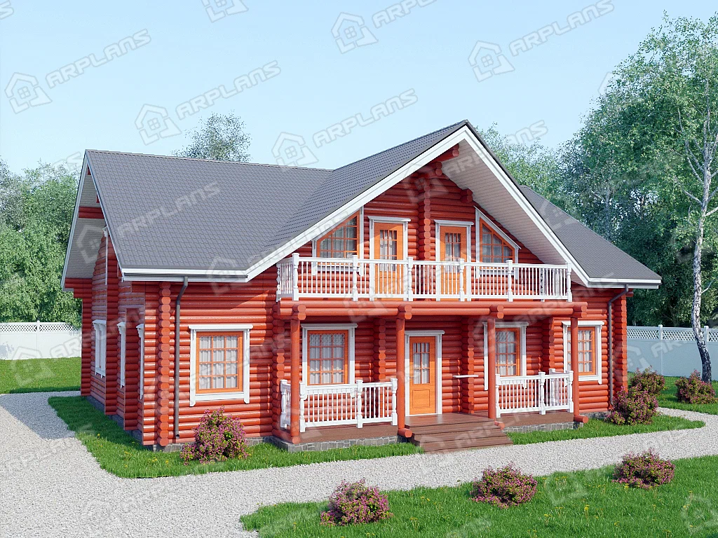 Вид на главный фасад. Источник изображения: Дзен-канал "Arplans.ru - проекты домов"