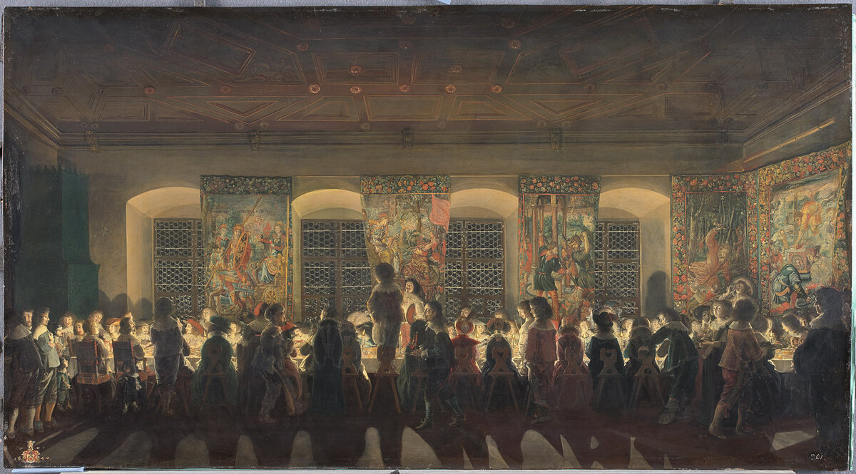 Вольфганг Хаймбах, "Ночной банкет", 1640 год. Хранится в венском Музее истории искусств