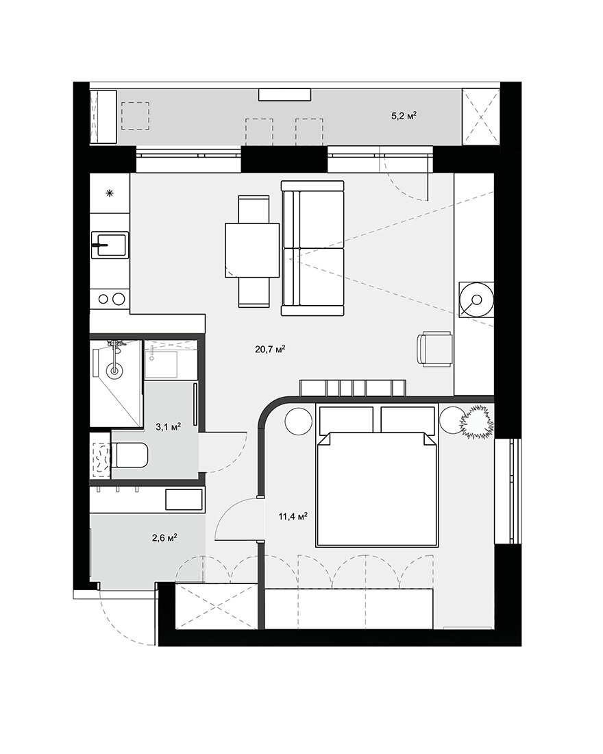 Красочная квартира 43 м² в типовом блочном доме | Интерьер+Дизайн | Дзен