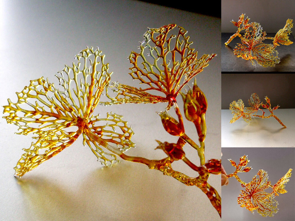 Кружево из стеклянных нитей Йоко Дои