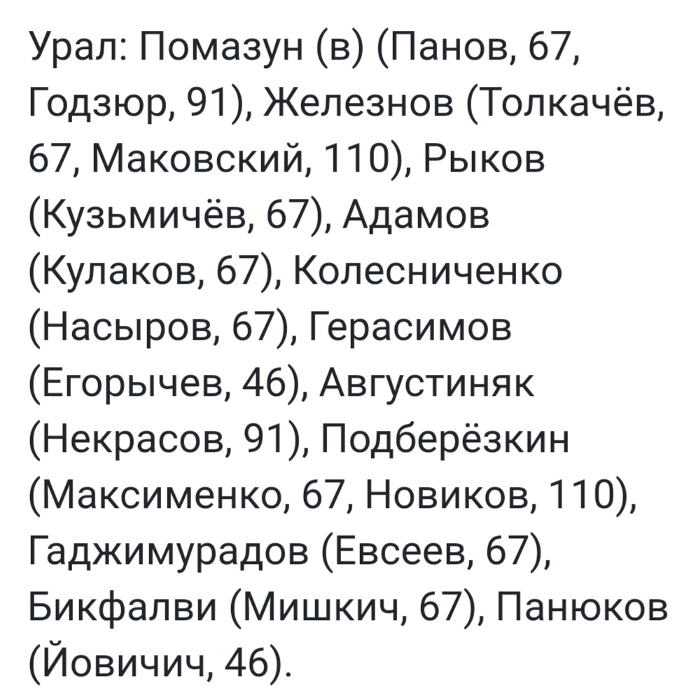 Состав "Урала"