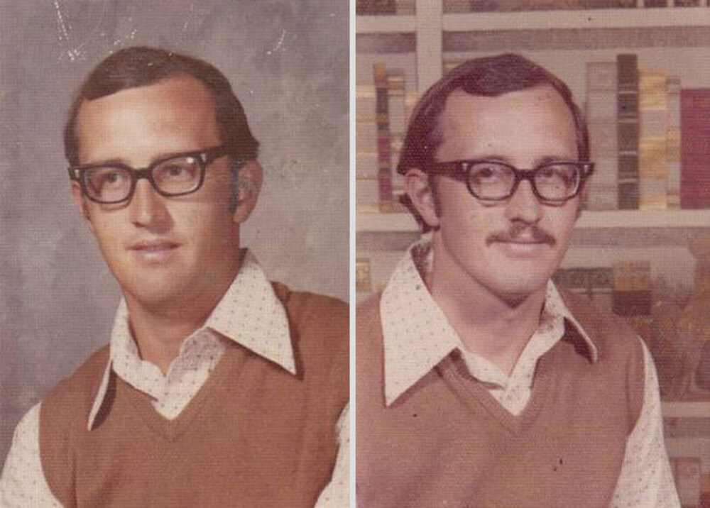 Учитель начальной школы фотографируется в одном и том же наряде 40 лет. 1973 - 1974 гг.