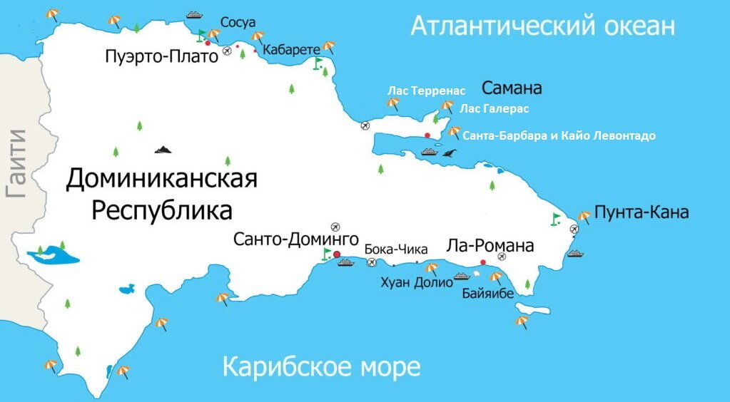 Курортная зона на карте Доминиканы