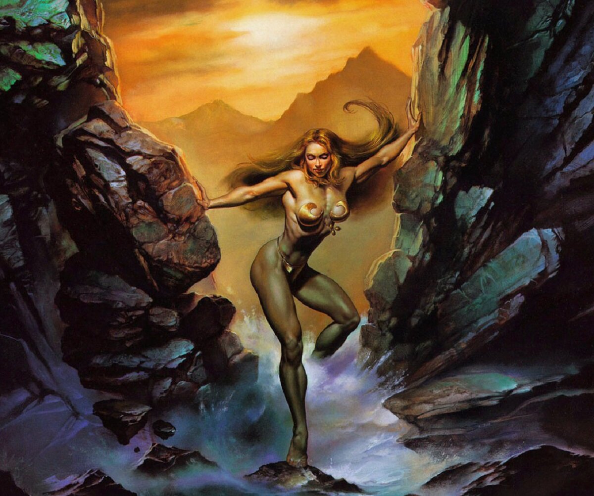 Без иллюстраций Бориса Вальехо (Валеджо) (кстати, нарисовавшего немало работ именно к "Многоярусному миру") здесь не обойтись.