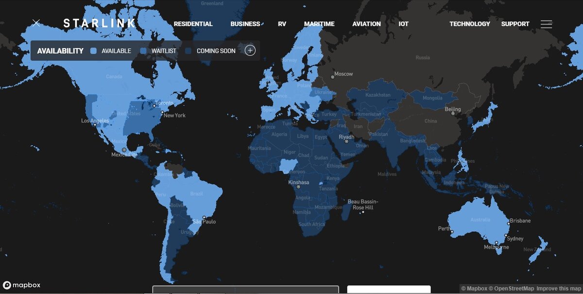 Starlink map февраль 2023.