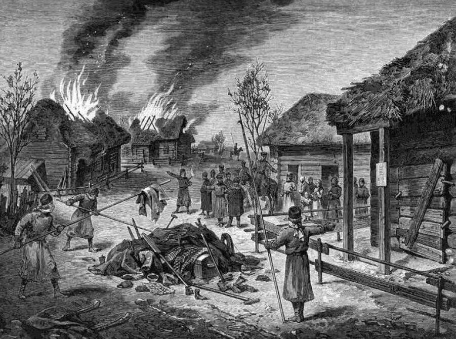 Сжигание вещей, принадлежавших заражённым. Источник: histrf.ru