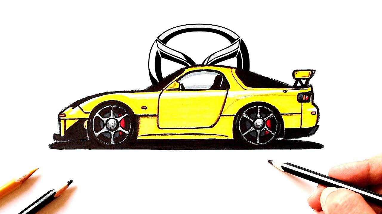 Как нарисовать машину Mazda RX-7 | Car drawing