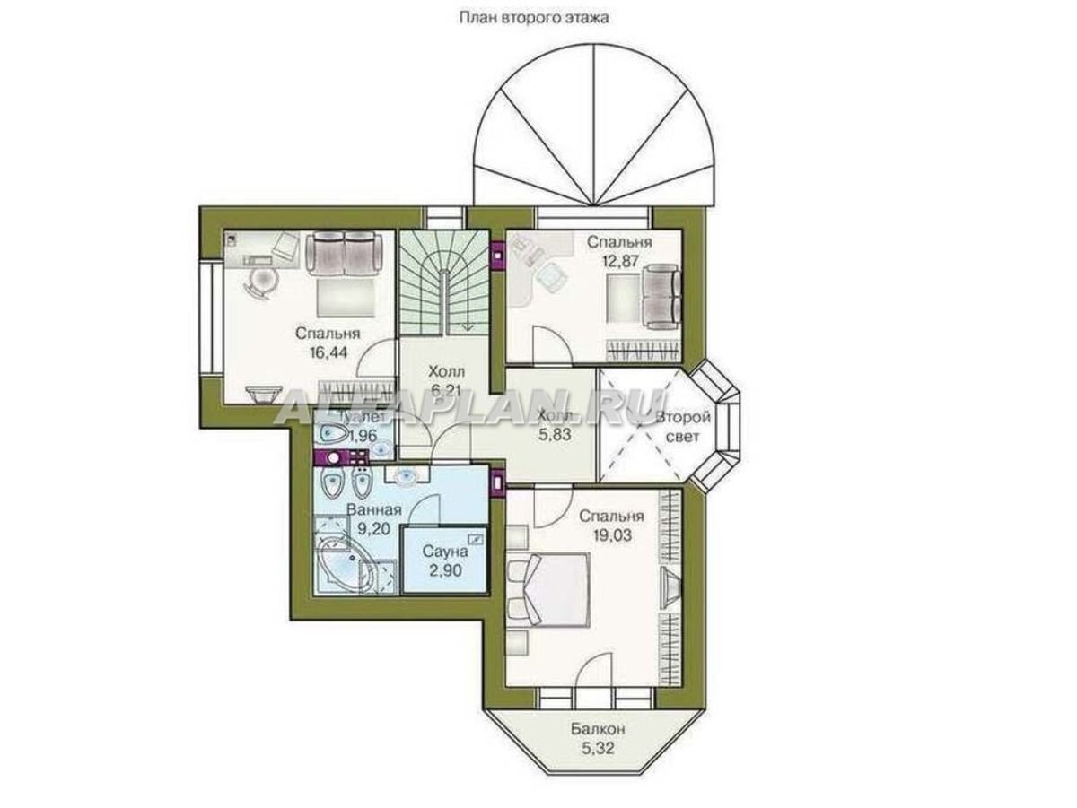 Планировка дома по проекту 65а "Романтика" 