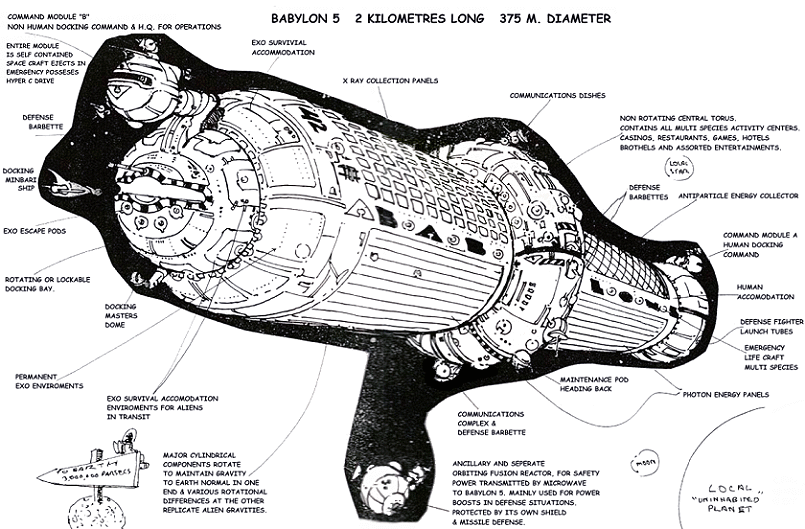 Один из первых концепт-артов станции "Вавилон-5"