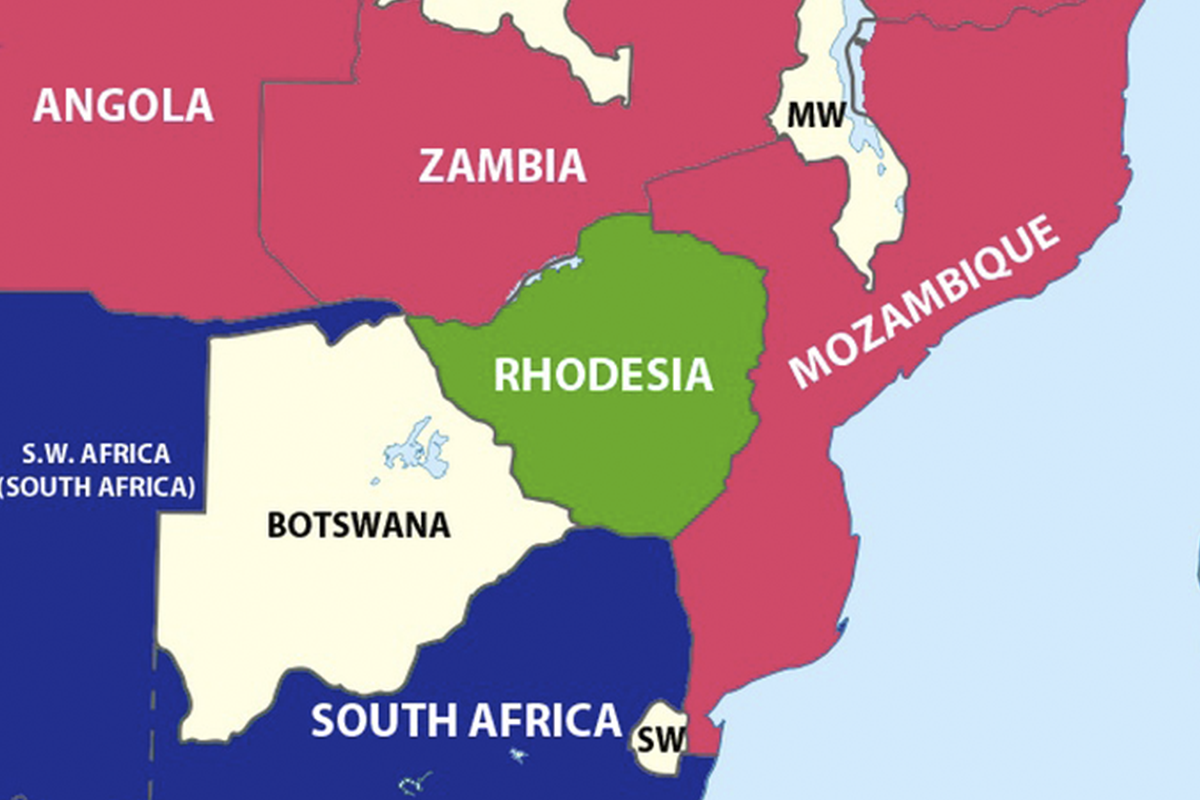 Родезия на карте Африки