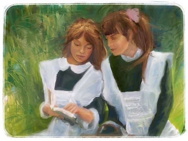 К сожалению, не знаю автора этой картины, нашла в интернете. Очень уж она напомнила, какими мы были в жаркую пору экзаменов в десятом классе. 