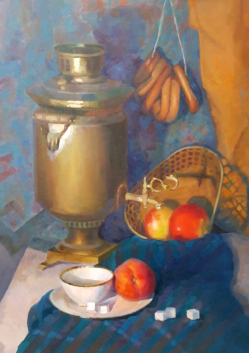 Мой последний натюрморт х.м., 50х70, оконченный за два месяца до сдачи экзаменов.