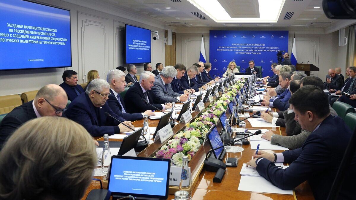    Заседание парламентской комиссии по расследованию деятельности биолабораторий США на Украине© РИА Новости / пресс-служба Совета Федерации РФ