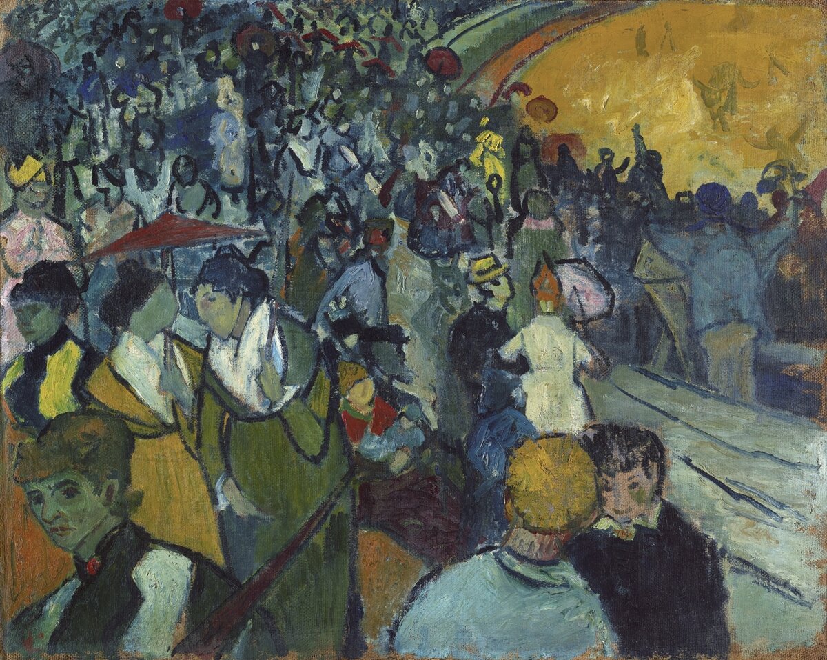 Vincent van Gogh's Les Arènes (1888) famous painting. Original from Wikimedia Commons. Digitally enhanced by rawpixel. "Арена в Арле" Винсента Ван Гога. Источник: rawpixel.com