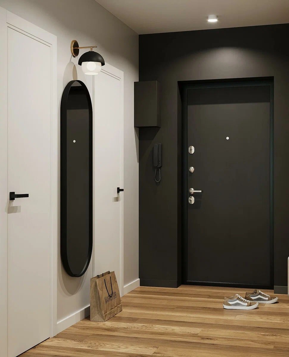 Зеленый, графитовый и светлое дерево. Элегантная однушка 48 кв.м., где уместилось всё необходимое