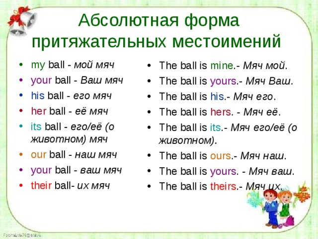 Обсолютная форма претяжательных местоимения. Абсолютная форма притяжательных местоимений в английском языке. Личные притяжательные и абсолютные местоимения в английском языке. Абсолютная форма местоимений в английском языке. Absolute pronouns