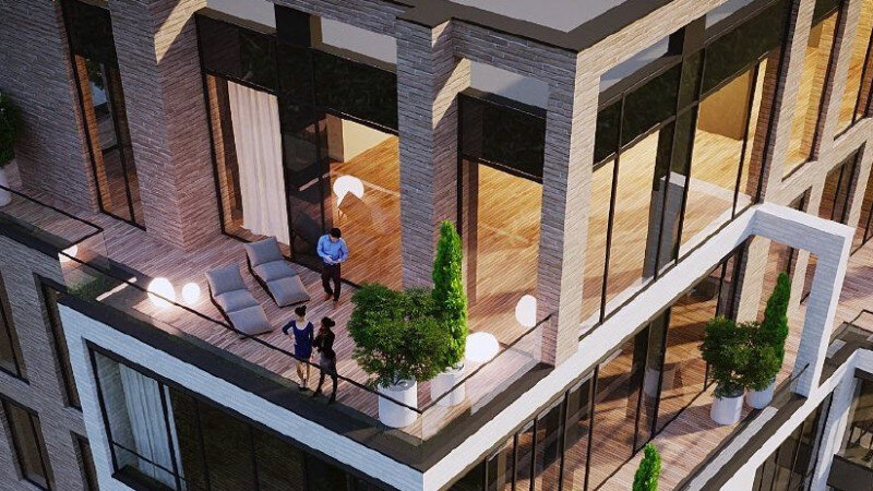     Верхние этажи с террасами. Визуализация проекта нового дома на ул. Молодежной, 21-а, Барнаул. "АрхИ Групп"