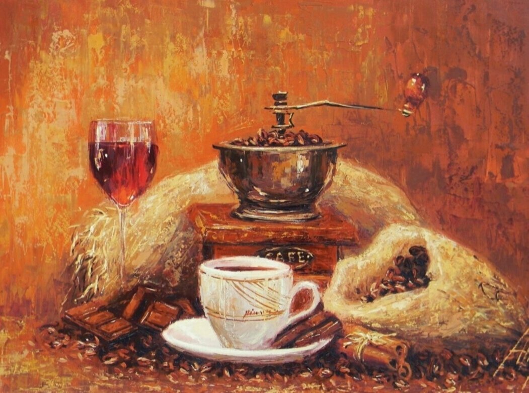 Натюрморт с кофе. Художник Апазидис Димитрис.  2017 г. 