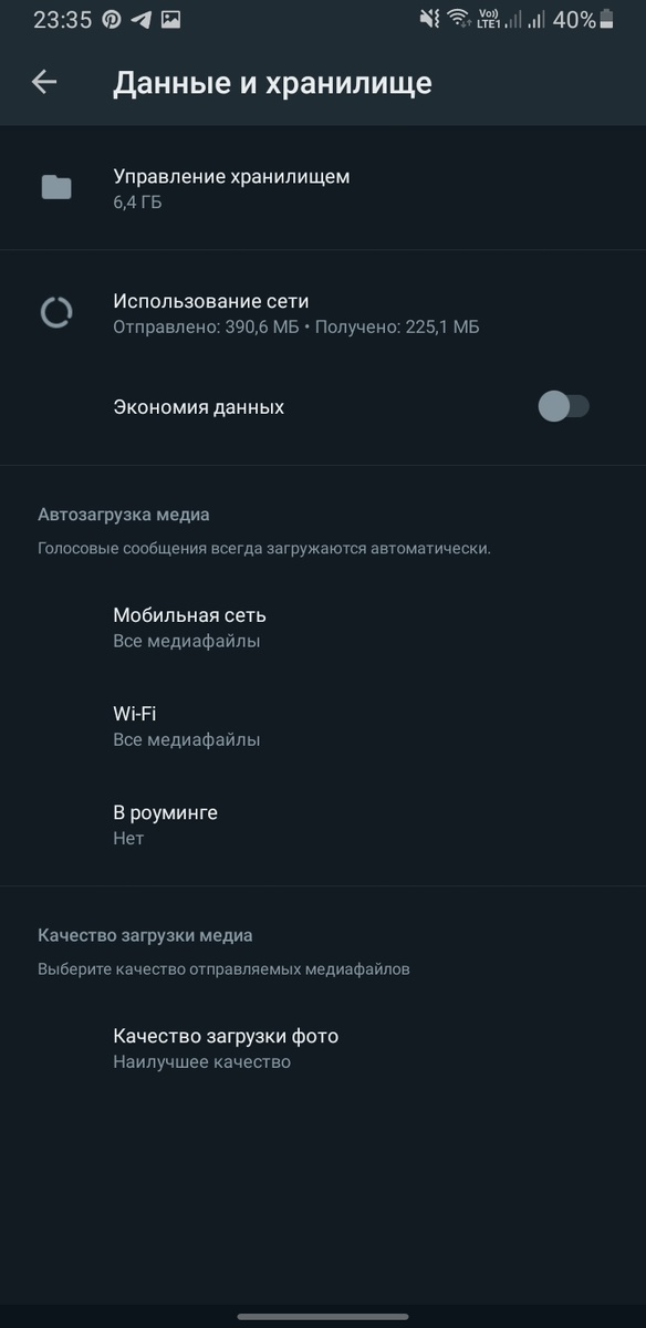 Содержимое вкладки данные и хранилище.