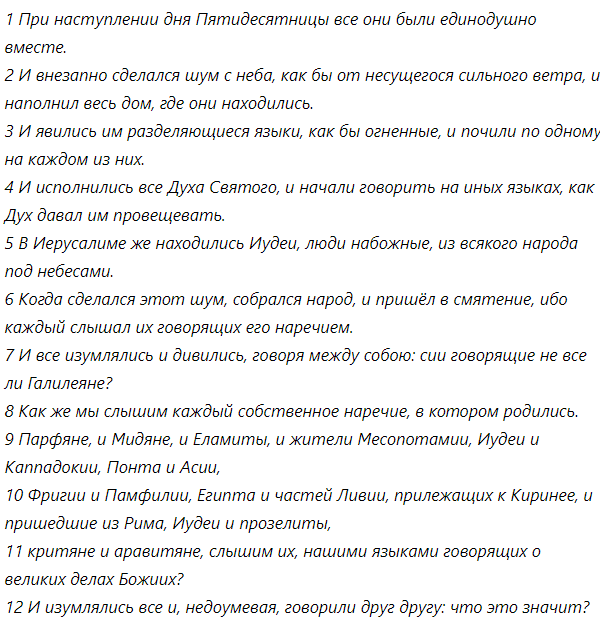 2-ая глава книги Деяний святых апостолов