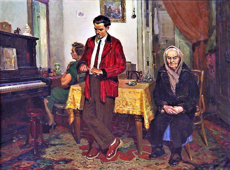  Картина художника Александра Бурака «К сыну за помощью», 1954. Фото с сайта kartinysistoriey.ru