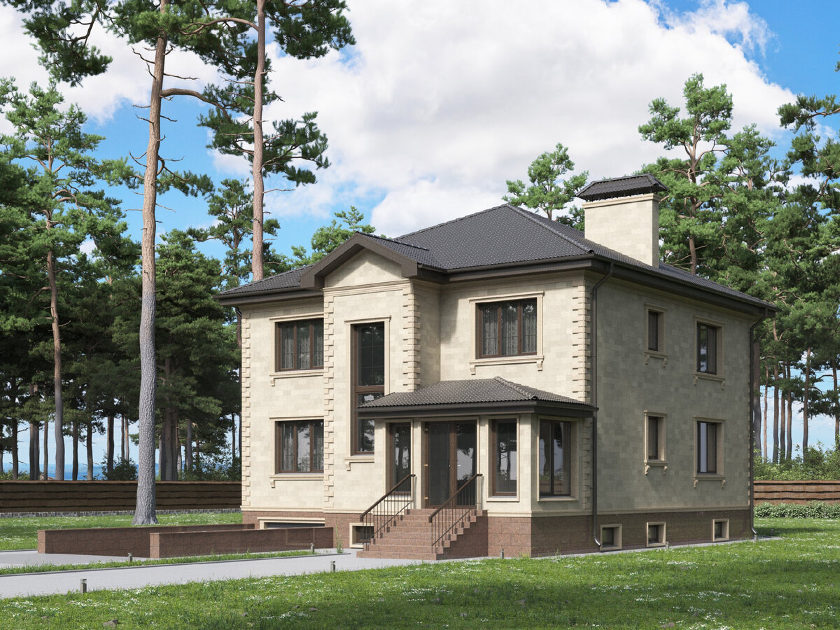 Дом из блоков, построенный по индивидуальному проекту. Полный комплекс услуг выполнен компанией "Мастер"