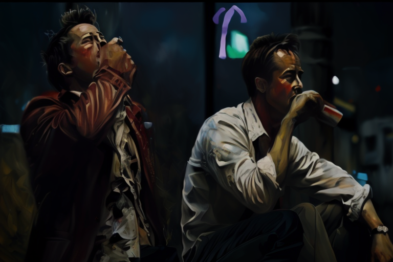 Брэд Питт и Эдвард Нортон в фильме "Бойцовский клуб"