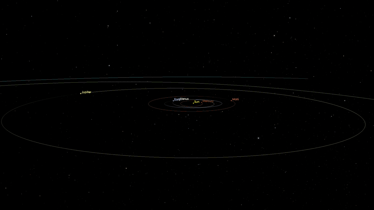 Данная анимация показывает, как Оумуамуа приблизился, а затем ушел от Солнца (НАСА).
