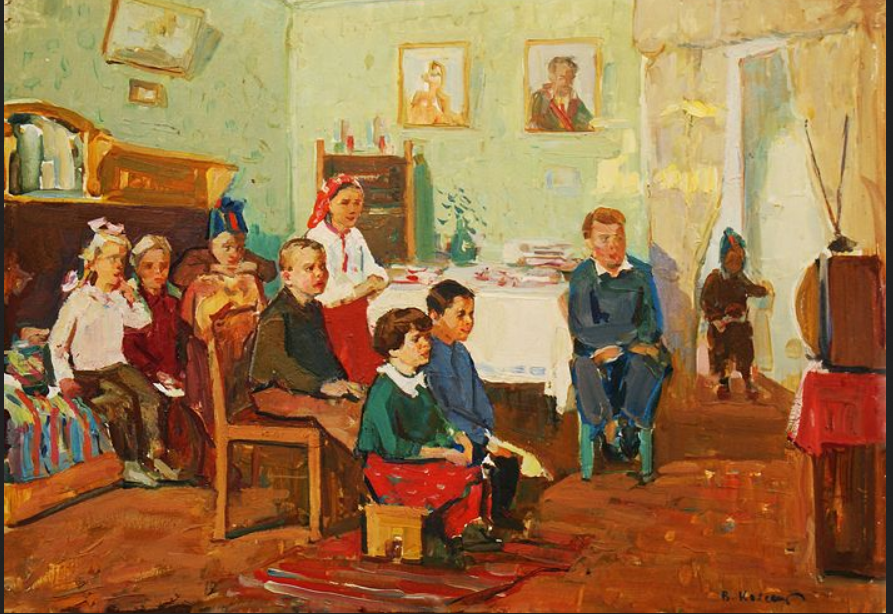 В.А. Колесник. "У телевизора", 1956. 